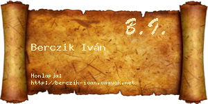 Berczik Iván névjegykártya